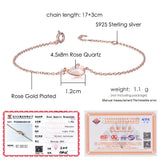 Sakura 925 Silver Bracelet Cherry Blossoms Rose Quartz 18K Rose Plated