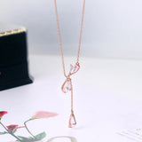 Sakura Petal Pendant Necklace Quartz 925 Sterling Silver 18K Rose Plated