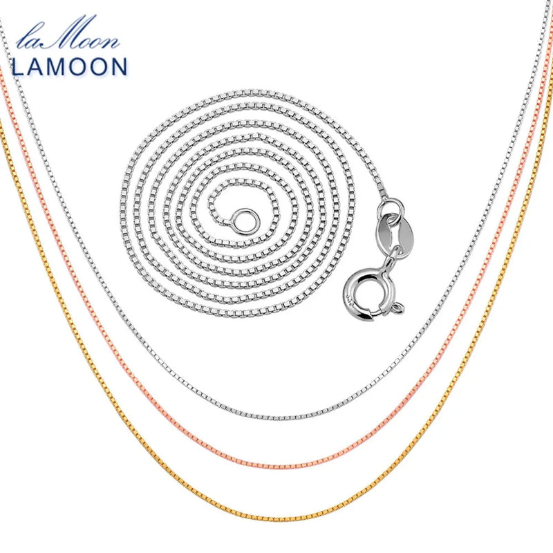 925 Sterling Silver Box Chain Necklace for Men and Women