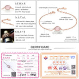 Natural Oval Pink Rose Quartz 925 Silver Charm Bracelet