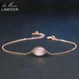 Natural Oval Pink Rose Quartz 925 Silver Charm Bracelet