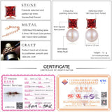 Natural Red Garnet Freshwater Pearl Earring S925 LMEI038