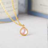 Pink Crystal Shell Pendant Necklace 925 Silver 14K Plated