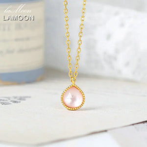 Pink Crystal Shell Pendant Necklace 925 Silver 14K Plated