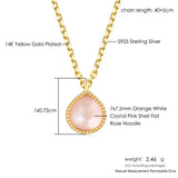 Pink Crystal Shell Pendant Necklace 925 Silver 14K Plated