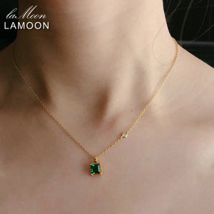 Emerald Necklace For Women 925 Sterling Silver 14K Plated