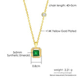 Emerald Necklace For Women 925 Sterling Silver 14K Plated