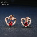 Natural Garnet Stud Earrings 925 Silver Heart Gift LMEI026