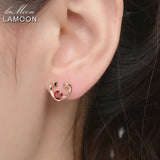 Natural Garnet Stud Earrings 925 Silver Heart Gift LMEI026