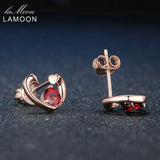 Natural Garnet Stud Earrings 925 Silver Heart Gift LMEI026