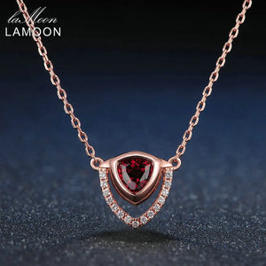 Red Garnet Necklace 0.5ct 925 Silver Pendant