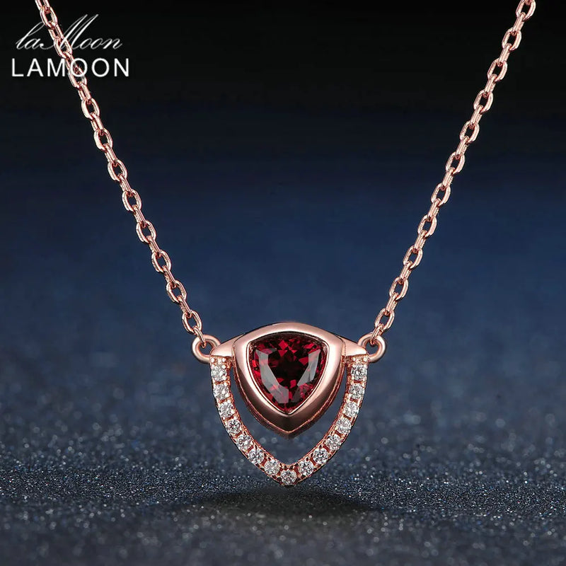 Red Garnet Necklace 0.5ct 925 Silver Pendant