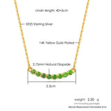 925 Silver Necklace Natural Diopside Gemstone 14K Plated Fine Jewelry