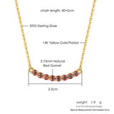 925 Silver Necklace Garnet Gemstone Pendant 14K Plated Fine Jewelry