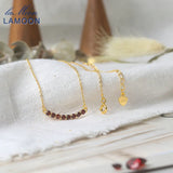 925 Silver Necklace Garnet Gemstone Pendant 14K Plated Fine Jewelry
