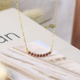 925 Silver Necklace Garnet Gemstone Pendant 14K Plated Fine Jewelry