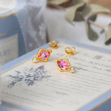 925 Silver Princess Earring Synthetic Corundum 14K Plated