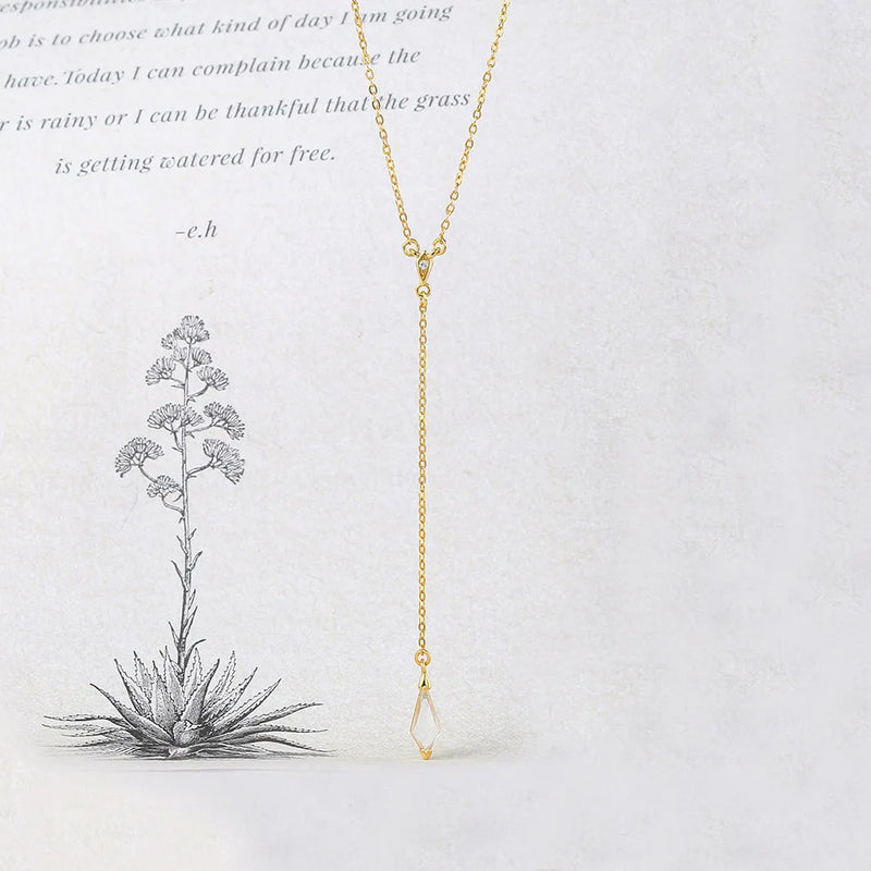925 Silver Necklace Diamond Crystal Pendant 14K Plated Jewelry