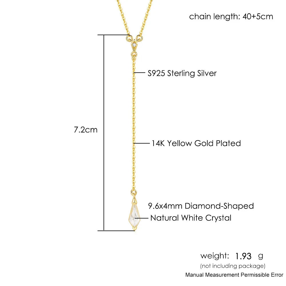 925 Silver Necklace Diamond Crystal Pendant 14K Plated Jewelry