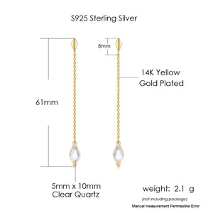 Vintage Crystal Dangle Earrings 925 Silver Ear Line