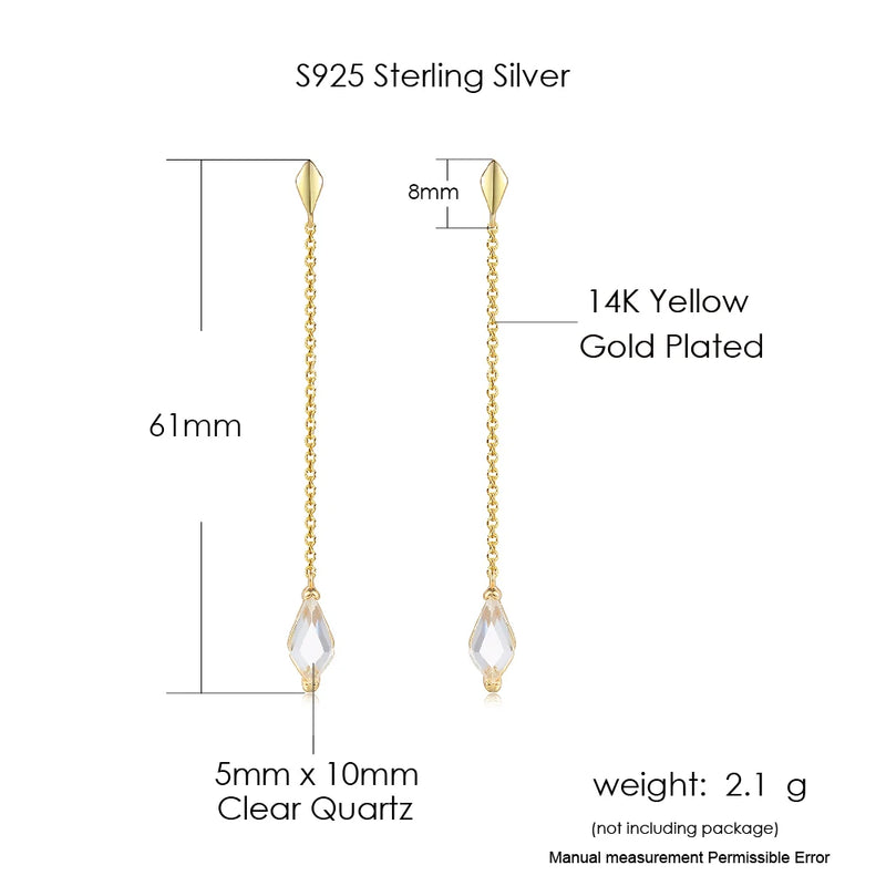 Vintage Crystal Dangle Earrings 925 Silver Ear Line