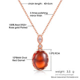 Vintage Garnet Pendant Necklace 925 Silver Rose Fine Jewelry