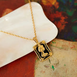 Vintage Queen Agate Pendant Necklace 925 Silver