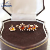 LAMOON Amber Pearl Necklace 925 Silver Pendant Vintage Chain