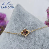 LAMOON Red Garnet Bracelet S925 Vintage 925 Sterling Silver Jewelry