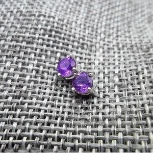 925 Silver Amethyst Stud Earrings Fine Jewelry for Women
