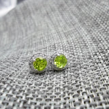 925 Silver Peridot Stud Earrings Women's Birthday Gift Jewelry