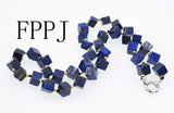 Lapis Lazuli Square 8mm Necklace 21 inch Beads Natural Woman