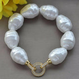 20MM South Sea Baroque Shell Pearl Bracelet 7.5" All Saints' Cuff