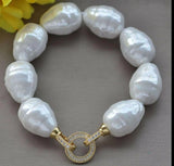 20MM South Sea Baroque Shell Pearl Bracelet 7.5" All Saints' Cuff