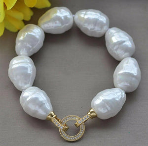 20MM South Sea Baroque Shell Pearl Bracelet 7.5" All Saints' Cuff