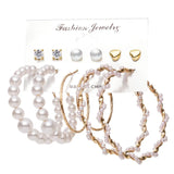 6-Piece Vintage Hoop & Pearl Earrings Set for Women