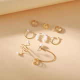 8-Piece Pearl Tassel Clip Earrings for Women No Piercing Bone Clip Jewelry