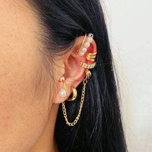 8-Piece Pearl Tassel Clip Earrings for Women No Piercing Bone Clip Jewelry
