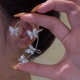 Zircon Butterfly Ear Clip Earrings for Women Girls, Non Piercing Ear Cuff