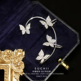 Zircon Butterfly Ear Clip Earrings for Women Girls, Non Piercing Ear Cuff