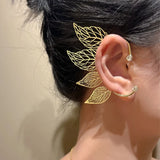 Hollow Leaf Ear Hanging Fairy Without Ear Hole Wing Ear Bone Clip Earrings