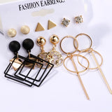 Bohemian Tassel Pearl Earrings Set for Women Geometric Hoop Earings