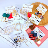 Bohemian Tassel Pearl Earrings Set for Women Geometric Hoop Earings