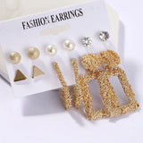 Bohemian Tassel Pearl Earrings Set for Women Geometric Hoop Earings