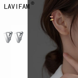 925 Silver Geometric Triangle Ear Buckle Earrings