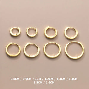 925 Silver Round Circle Hoop Earrings Multi-size Geometric Ear Jewelry