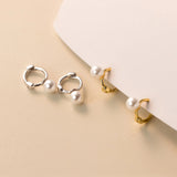 925 Silver Women 4MM Shell Bead Pearl Mini Earrings