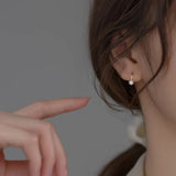 925 Silver Women 4MM Shell Bead Pearl Mini Earrings