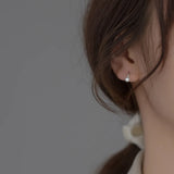 925 Silver Women 4MM Shell Bead Pearl Mini Earrings