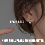 925 Silver Women 4MM Shell Bead Pearl Mini Earrings